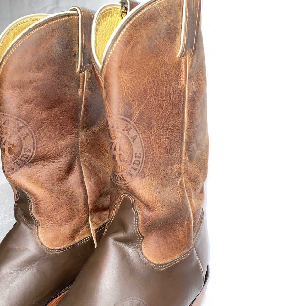 Men's Nocona Boots with University of Alabama Logo Brown Tan Boots Size 12 - Picture 15 of 15